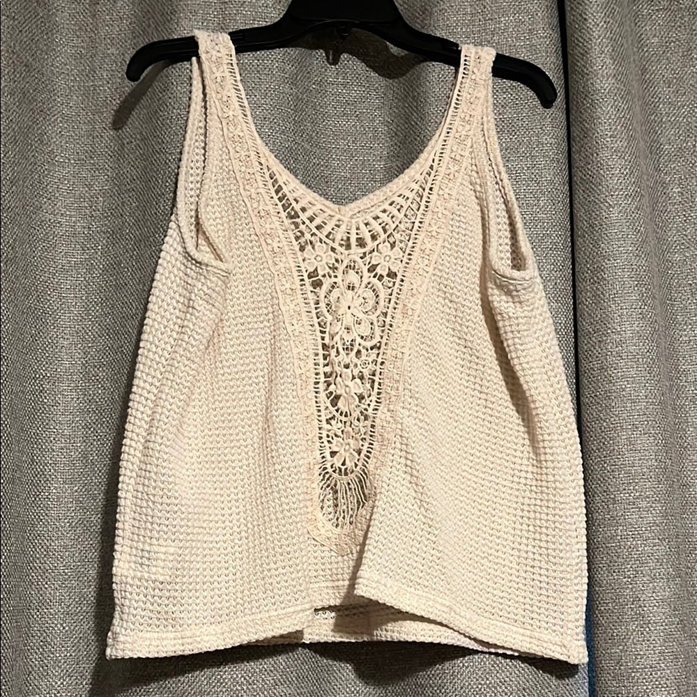 SHEIN Cream Cropped Embellished Tank Top